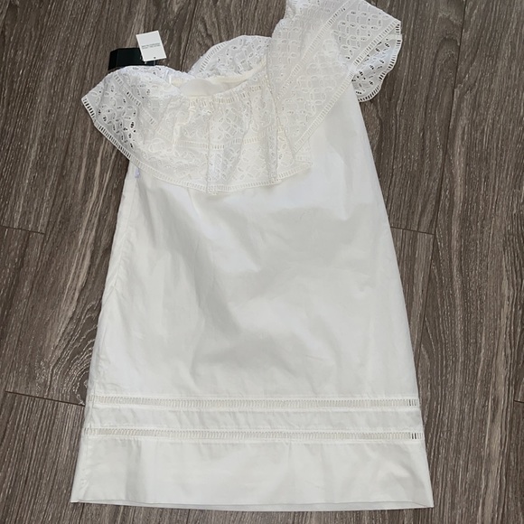 NWT Abercrombie and Fitch one shoulder eyelet ruffle dress white size XS - Picture 3 of 11